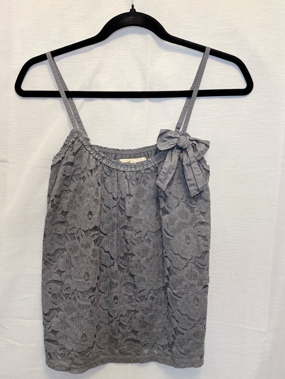 Hollister Overlay Bow-Accent Spaghetti Strap Tank Top - Gray
